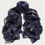 Navy Cashmere and Silk Wrap - Sample