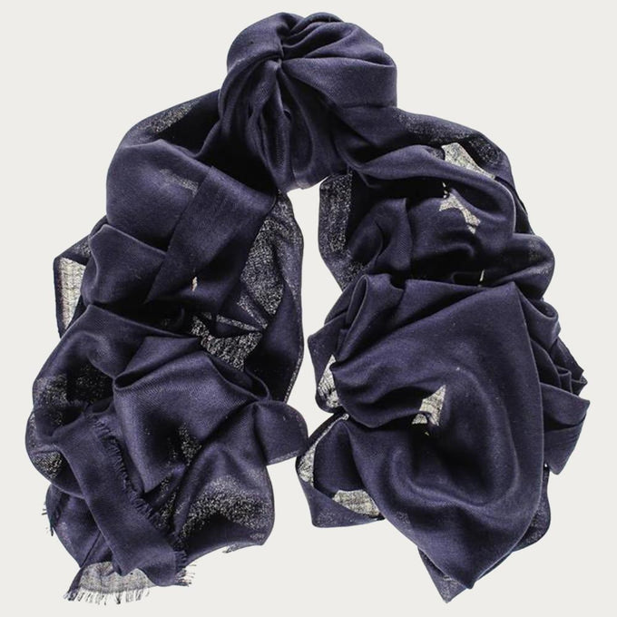 Navy Cashmere and Silk Wrap - Sample
