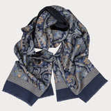 Juno  Navy and Soft Blue Italian Silk Scarf