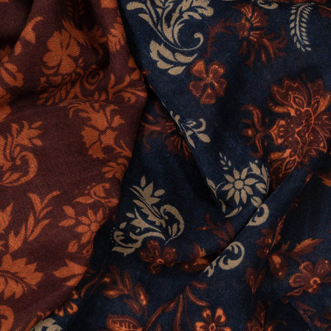 Orca Copper and Navy Italian Fine Wool Scarf