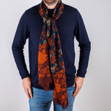Orca Copper and Navy Italian Fine Wool Scarf