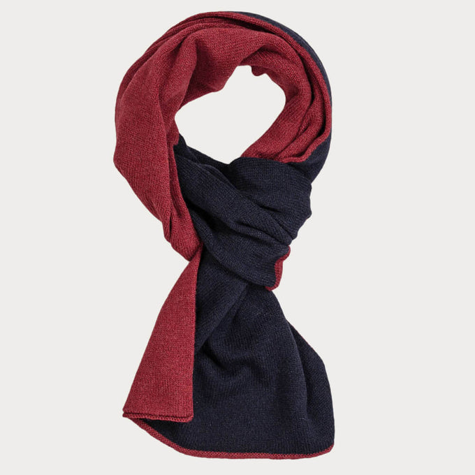 Navy and Burgundy Double Faced Cashmere Neck Warmer