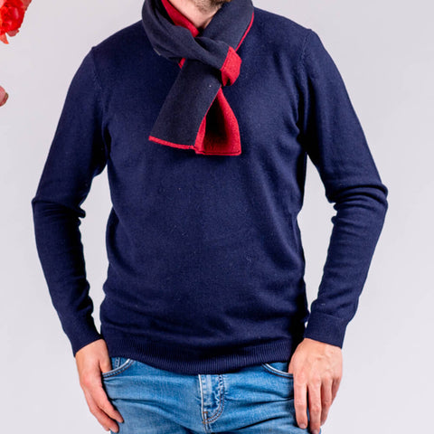 Navy and Burgundy Double Faced Cashmere Neck Warmer