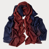 Navy to Burgundy Shaded Cashmere and Silk Wrap