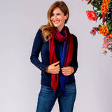 Navy to Burgundy Shaded Cashmere and Silk Wrap