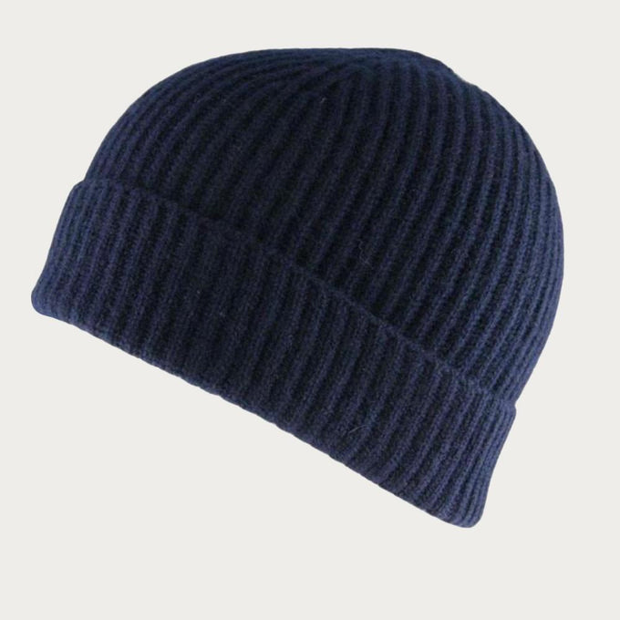 Navy Cashmere Beanie Hat