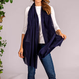 Navy Cashmere and Silk Wrap - Sample