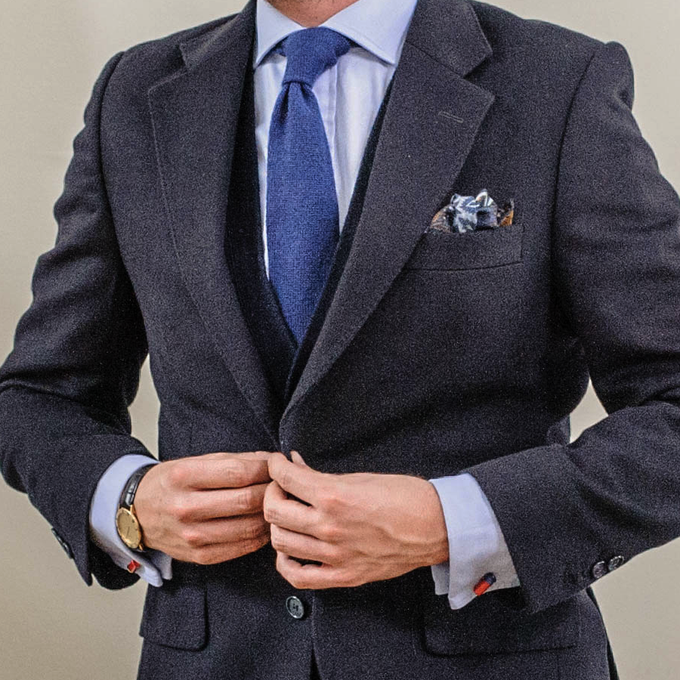 Men's Navy Blue Knitted Cashmere Tie – Black.co.uk