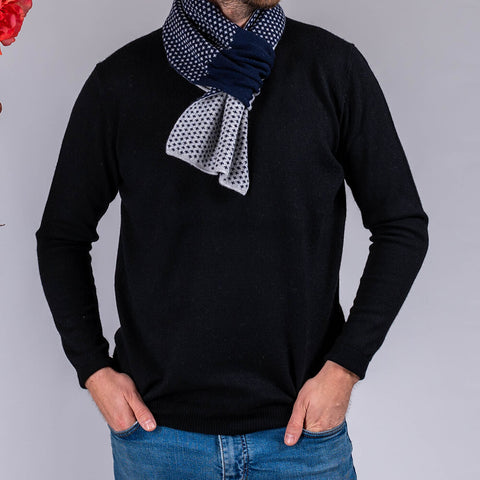 Navy and Ivory Fleur de Lis Cashmere Neck Warmer