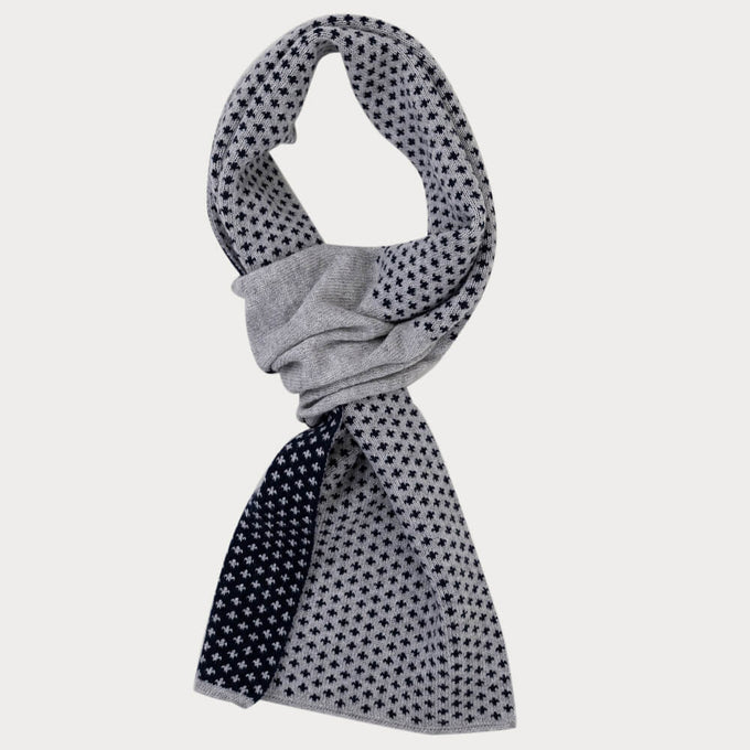 Navy and Ivory Fleur de Lis Cashmere Neck Warmer