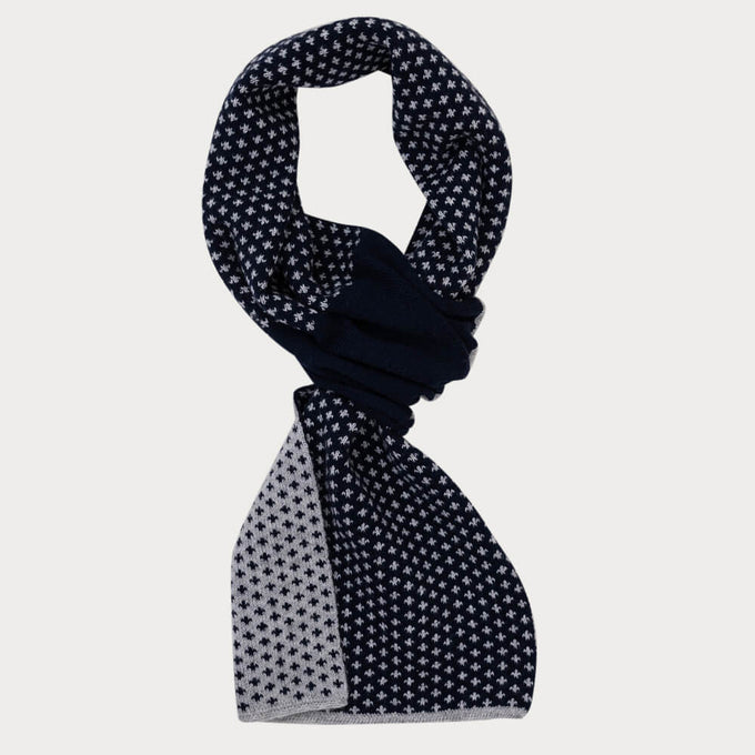 Navy and Ivory Fleur de Lis Cashmere Neck Warmer