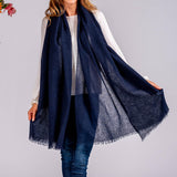 Midnight Blue Gossamer Cashmere Shawl