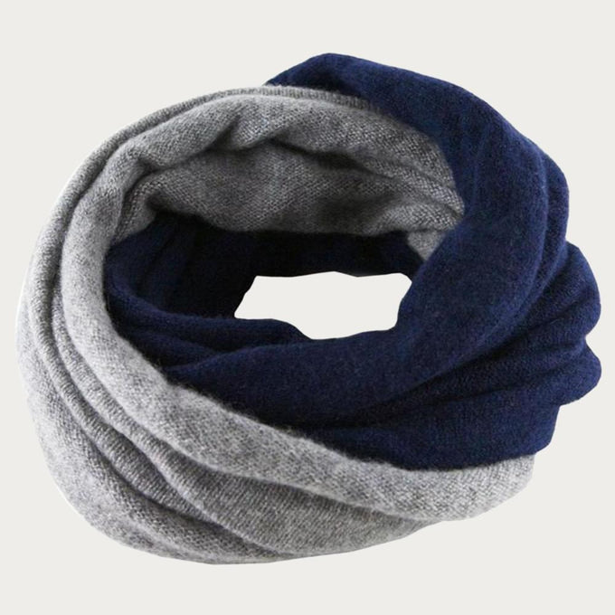Navy and Warm Grey Cashmere Snood