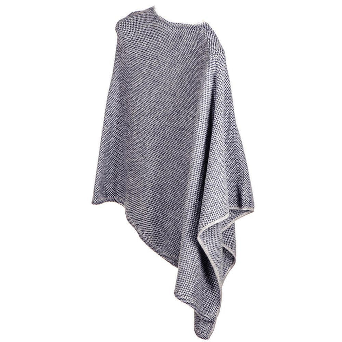 Navy and Grey Knitted Cashmere Poncho