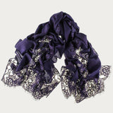 Navy Cashmere and Chantilly Lace Shawl