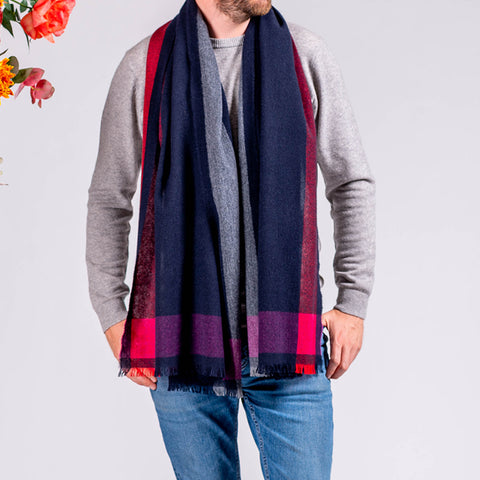 Multi Toned Navy Cashmere Stole