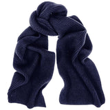 Navy Rib Knit Cashmere Scarf