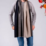 Norton Black and Natural Silk and Wool Scarf