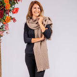 Super Luxe Nut Brown Basket Weave Cashmere Shawl