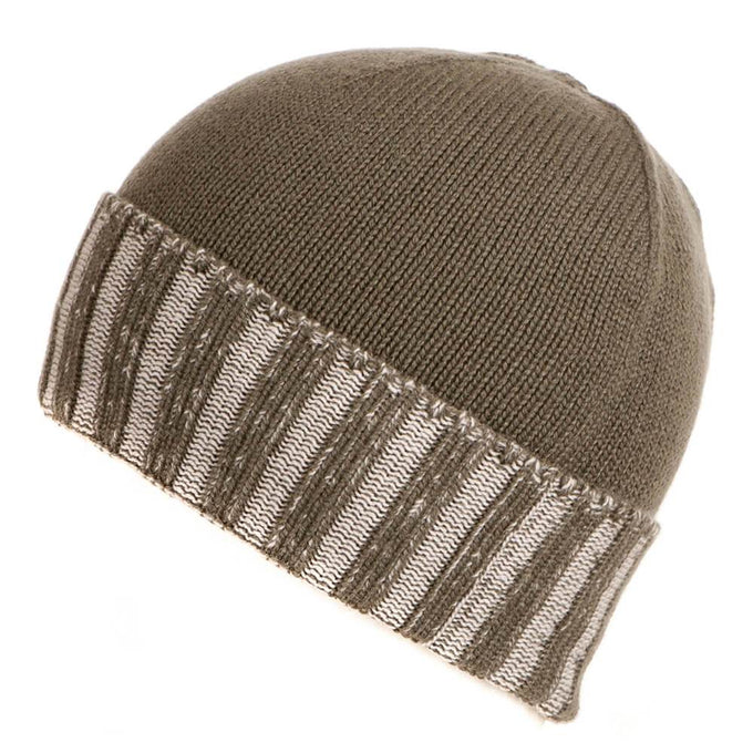 Military Green and Chalk Cashmere Beanie