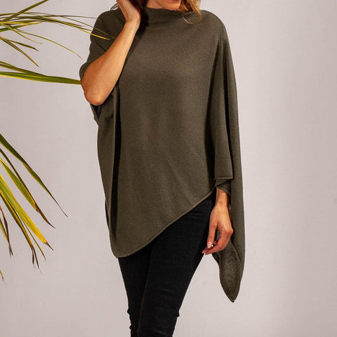 Olive Green Cashmere Poncho