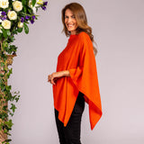 Hot Orange Knitted Cashmere Poncho