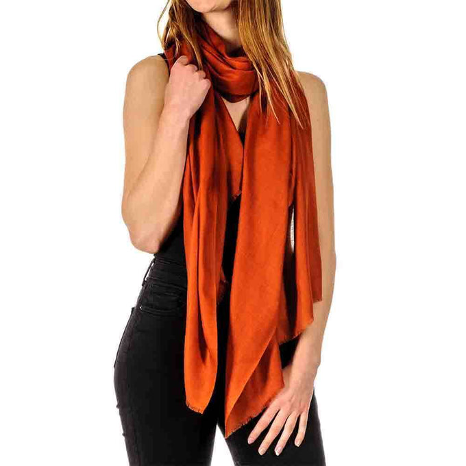 Burnt Orange Cashmere and Silk Wrap