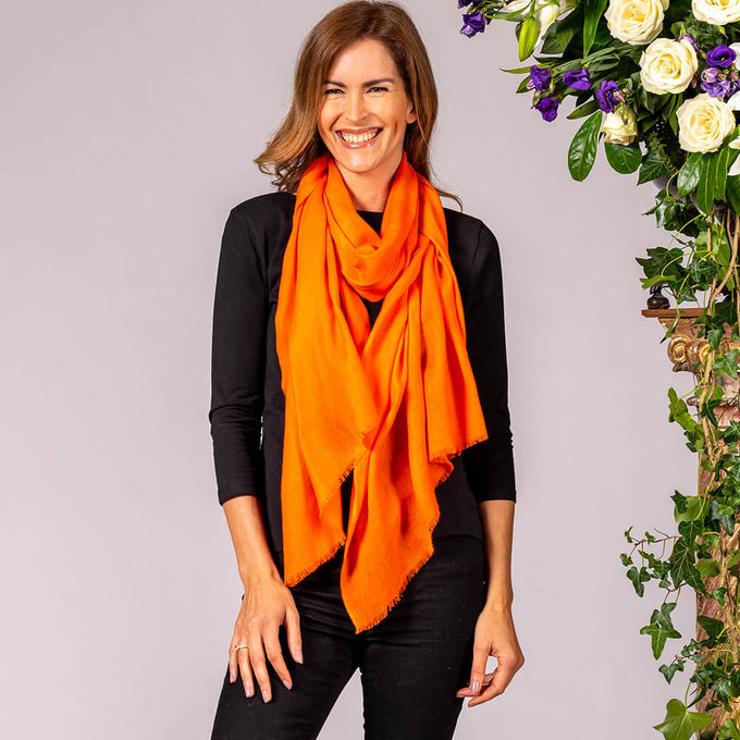 Citrus Orange Cashmere and Silk Wrap