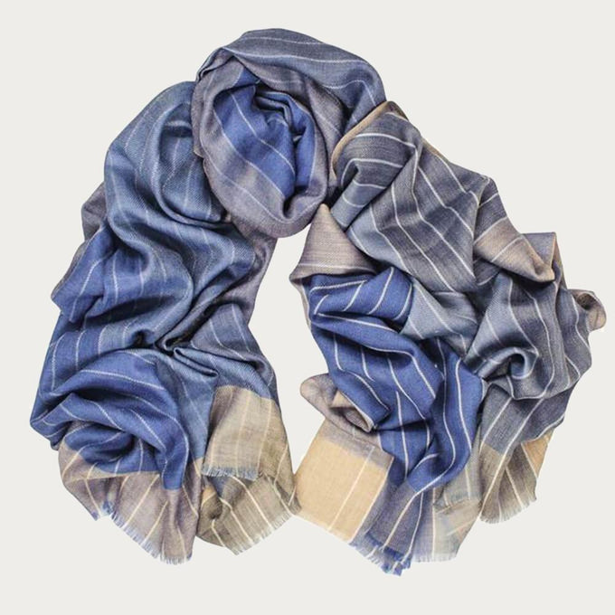 Oxford Pin Stripe Wool and Silk Scarf