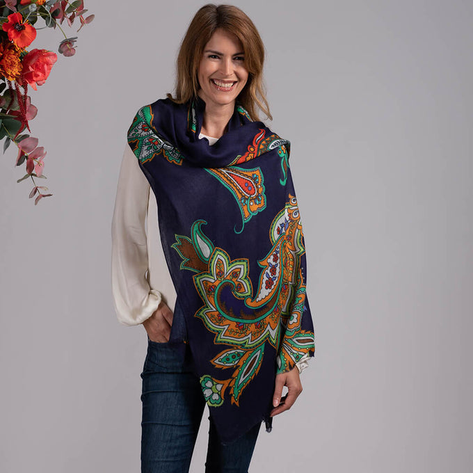 The Classics Trilogy - Paisley Cashmere and Silk Wrap