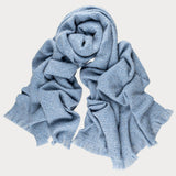 Super Luxe Cornflower Blue Basket Weave Cashmere Shawl