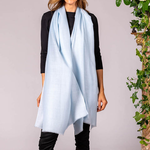 Pastel Blue Cashmere and Silk Wrap