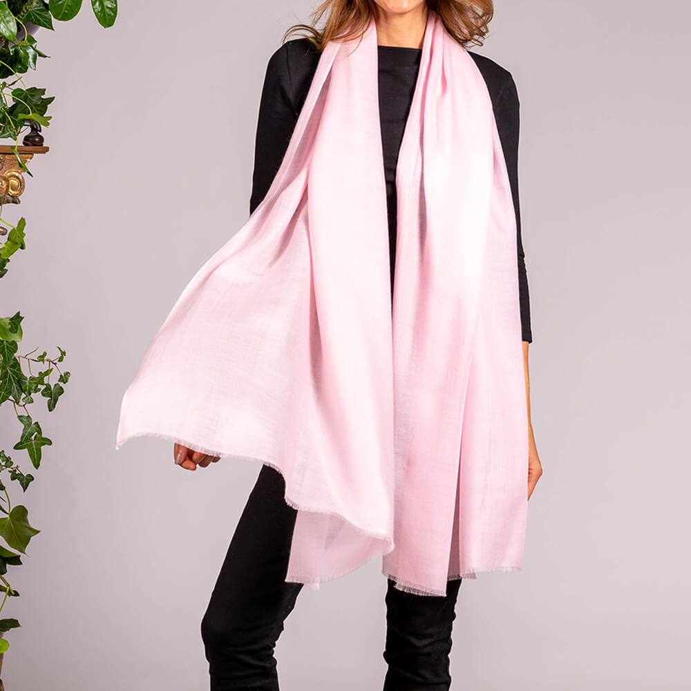 Pastel Pink Cashmere and Silk Wrap