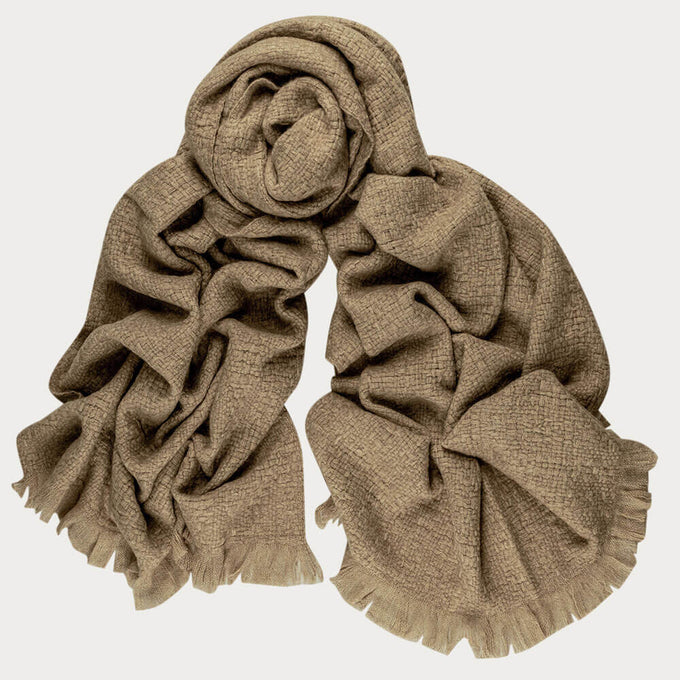 Super Luxe Shale Green Basket Weave Cashmere Shawl