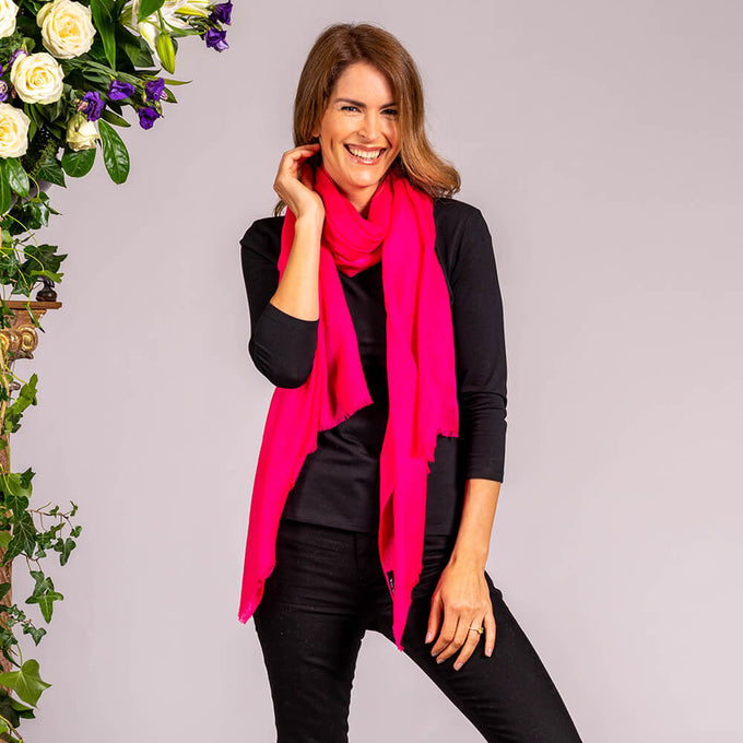Magenta Pink Cashmere and Silk Wrap