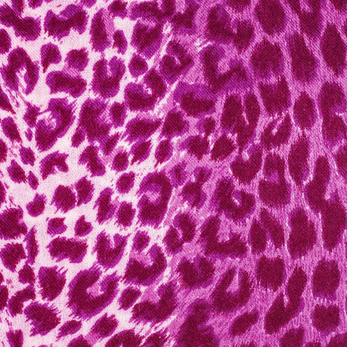 Hot Pink Leopard Print Cashmere and Silk Scarf