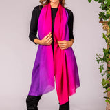 Magenta to Violet Cashmere and Silk Wrap