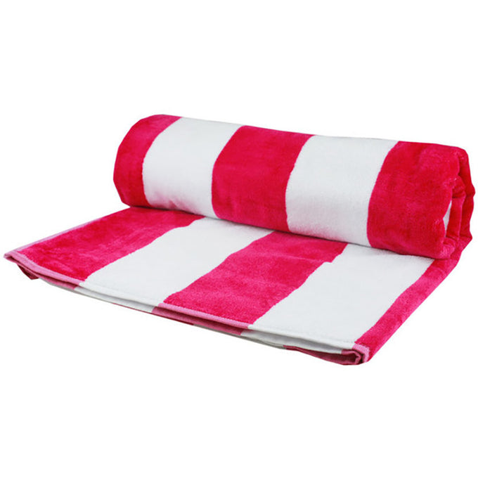 Pink and White Striped Egyptian Cotton Beach Towel