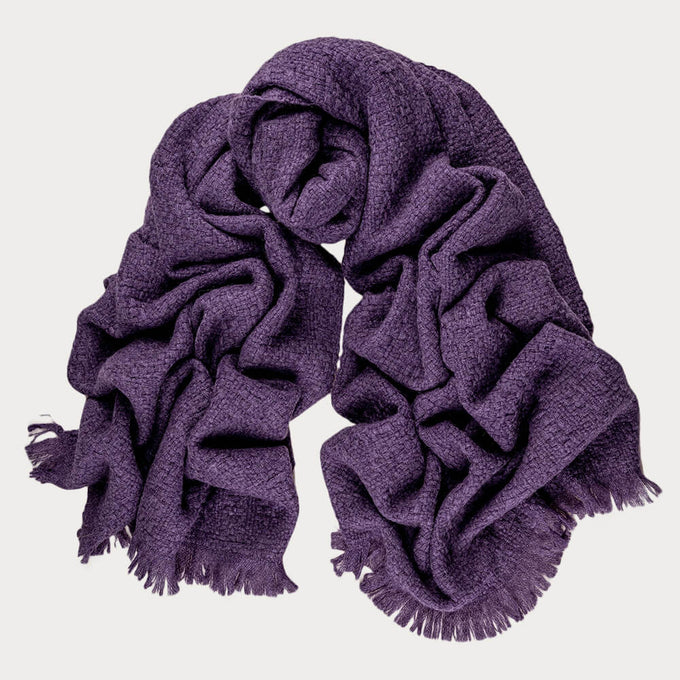 Super Luxe Vintage Violet Basket Weave Cashmere Shawl