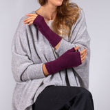 Ladies Purple Fingerless Cashmere Mittens