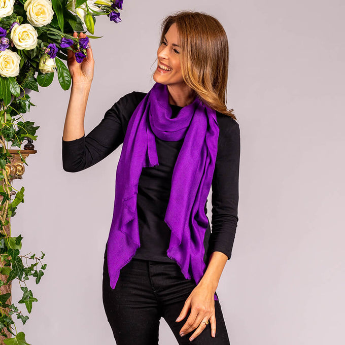 French Violet Cashmere and Silk Wrap