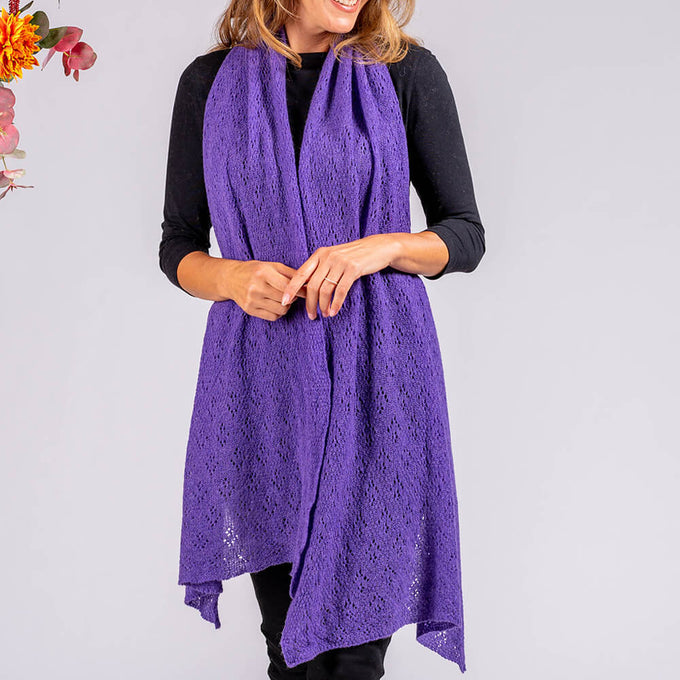 African Violet Lace Knit Cashmere Scarf