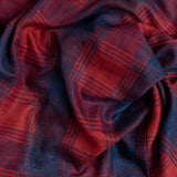 Red and Blue Check Cashmere Ring Shawl