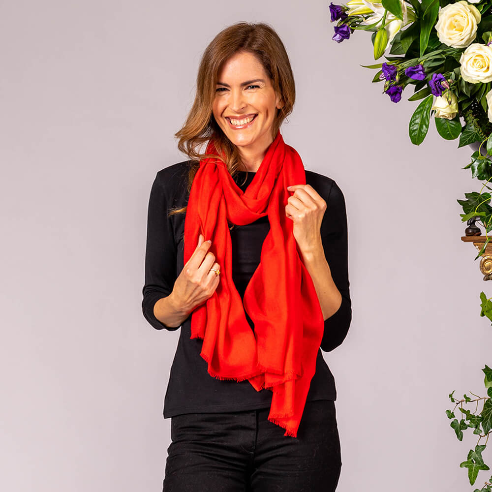 Chilli Red Cashmere and Silk Wrap