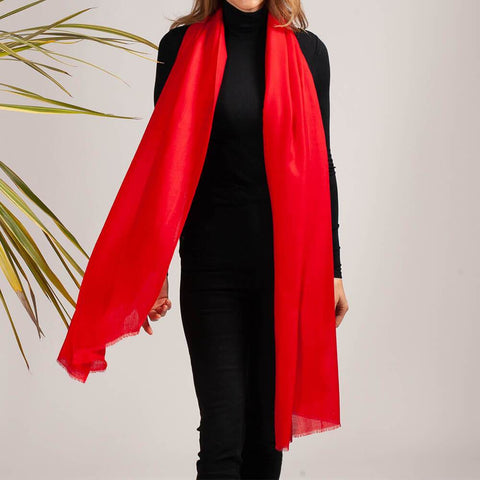 Cardinal Red Cashmere and Silk Wrap