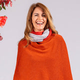 Coral Red and Grey Cashmere Snood