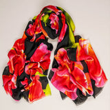 The Floral Trilogy - Red Tulip Cashmere and Silk Wrap