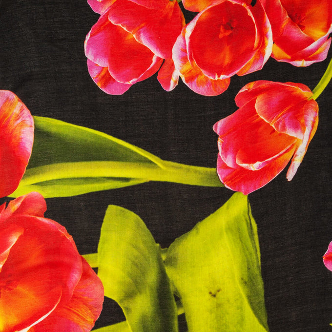 The Floral Trilogy - Red Tulip Cashmere and Silk Wrap