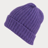 Rib Knit Purple Cashmere Slouch Beanie