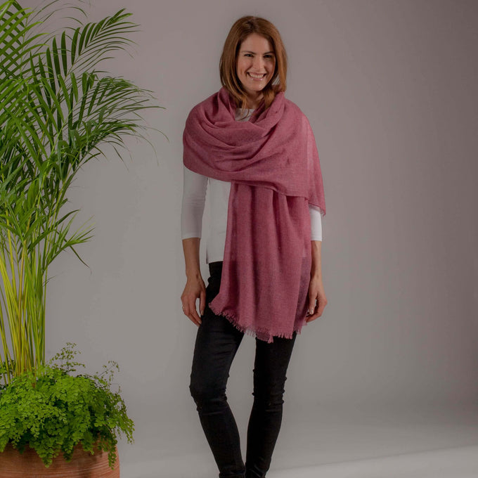 Faded Rose Gossamer Cashmere Shawl